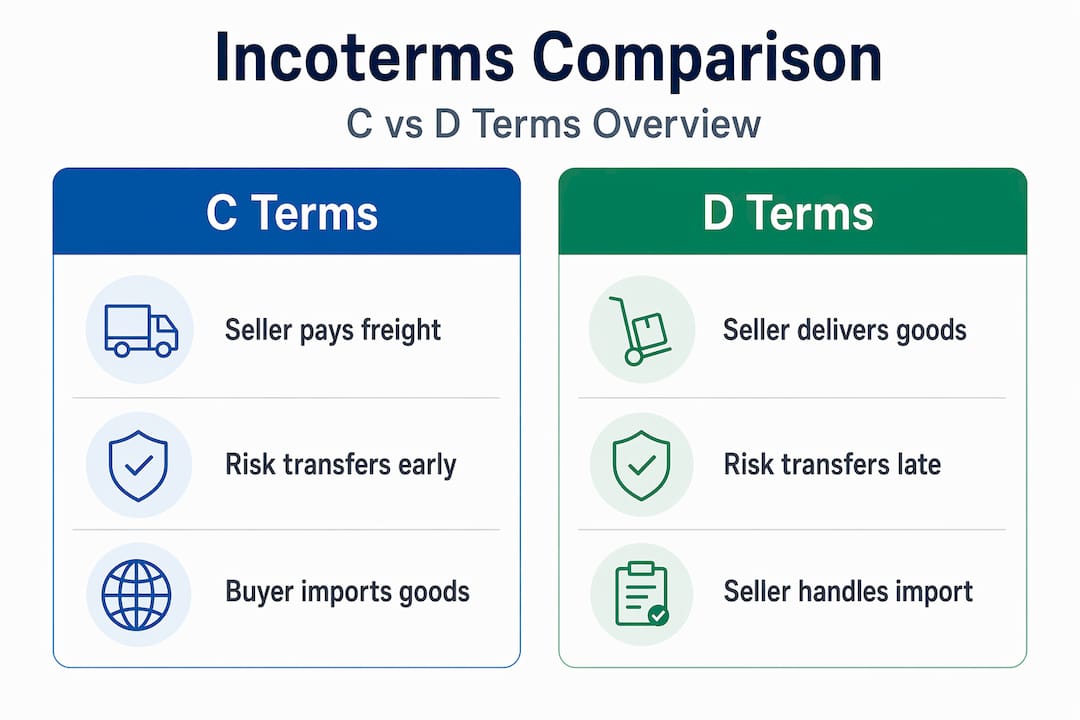 Infographic comparing C and D Incoterms