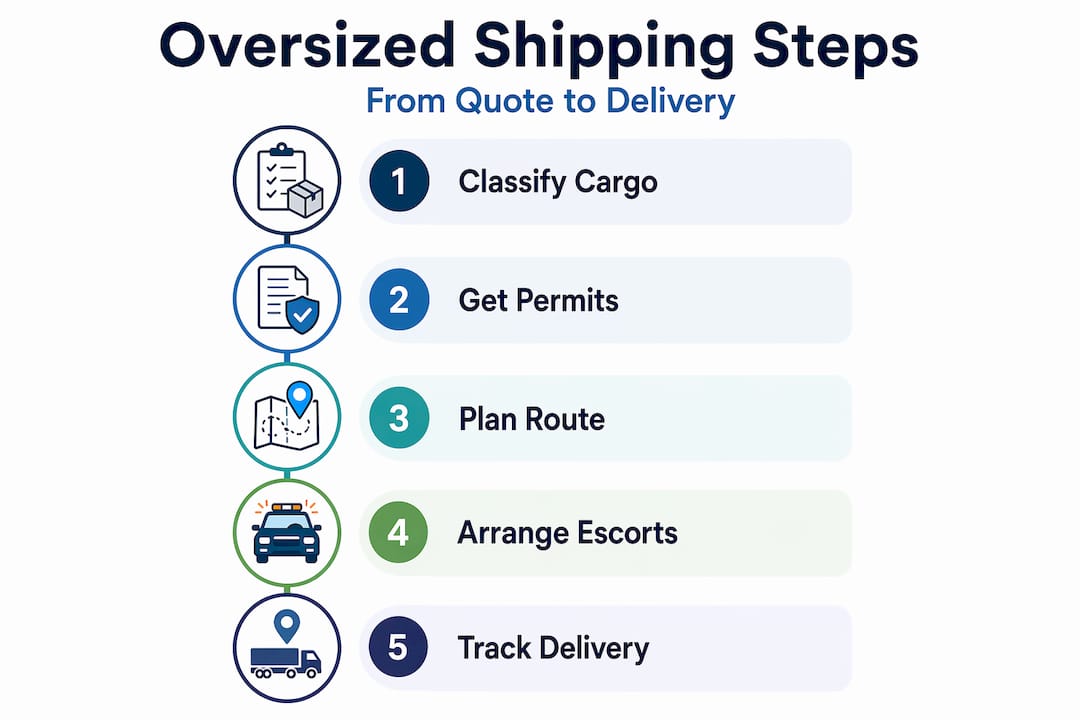Infographic showing oversized shipping steps