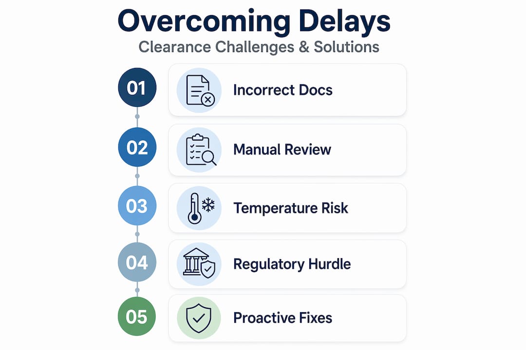 Infographic showing vaccine customs clearance challenges and solutions