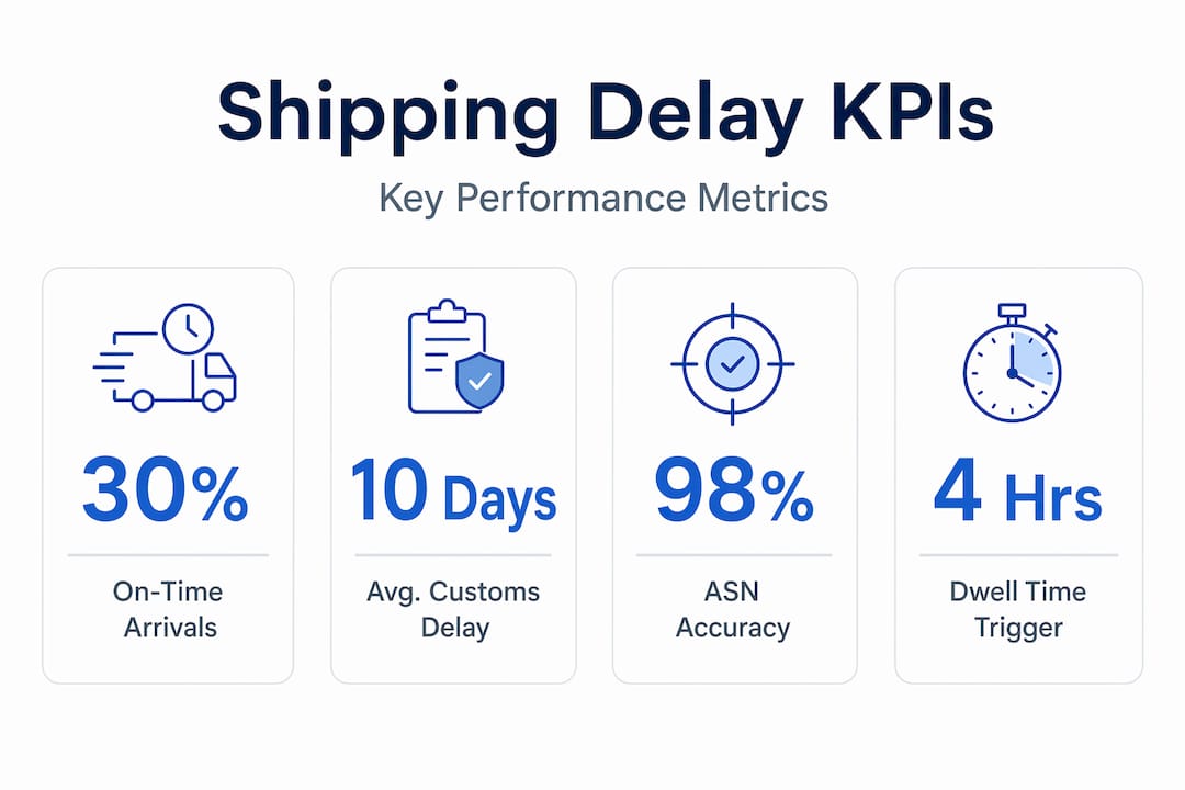 Infographic showing key shipping delay KPIs