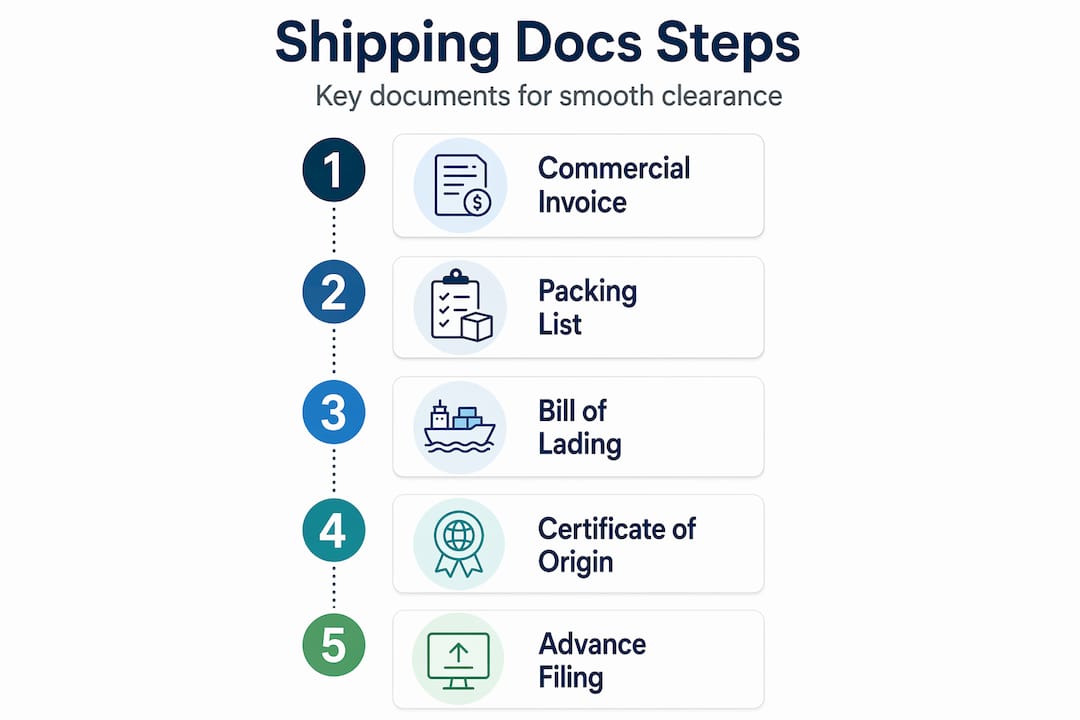 Infographic listing core shipping documents process