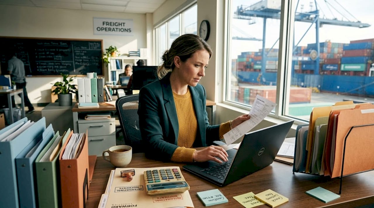 Shipping coordinator filling out bill of lading