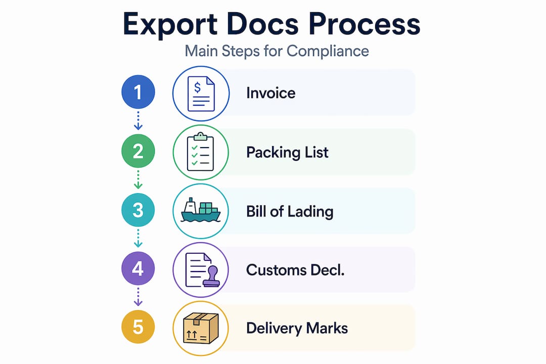 Infographic of main export shipping document steps