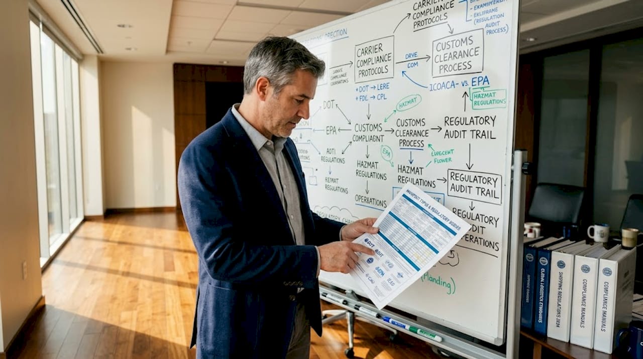 Logistics coordinator referencing manifest chart