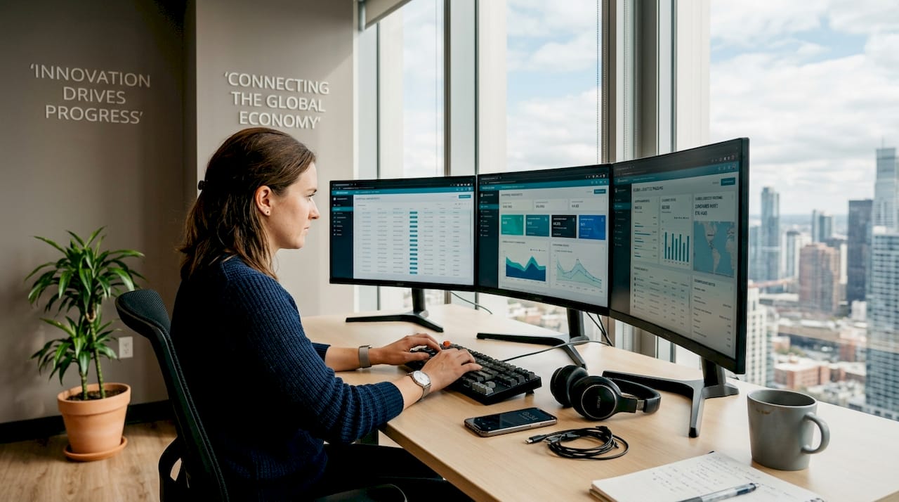 IT specialist using shipping compliance software