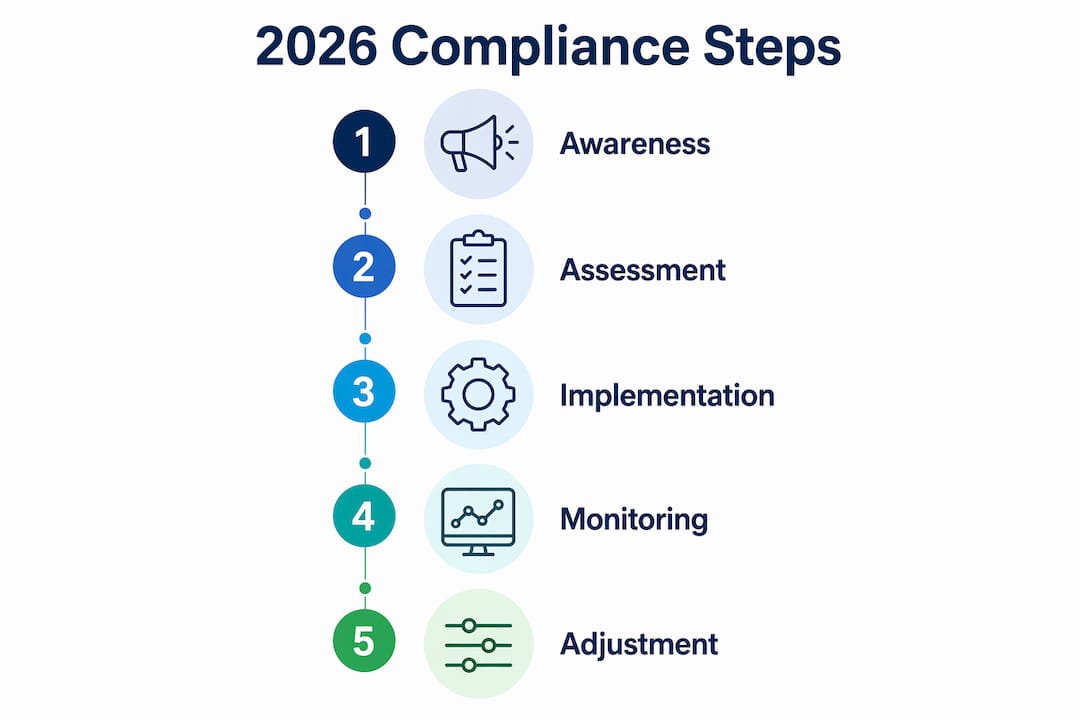 Infographic outlining compliance steps for 2026 shipping regulations