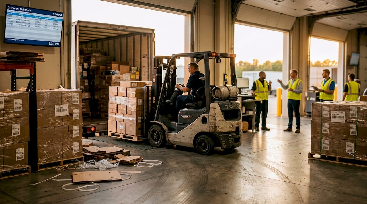Warehouse loading consolidated freight truck