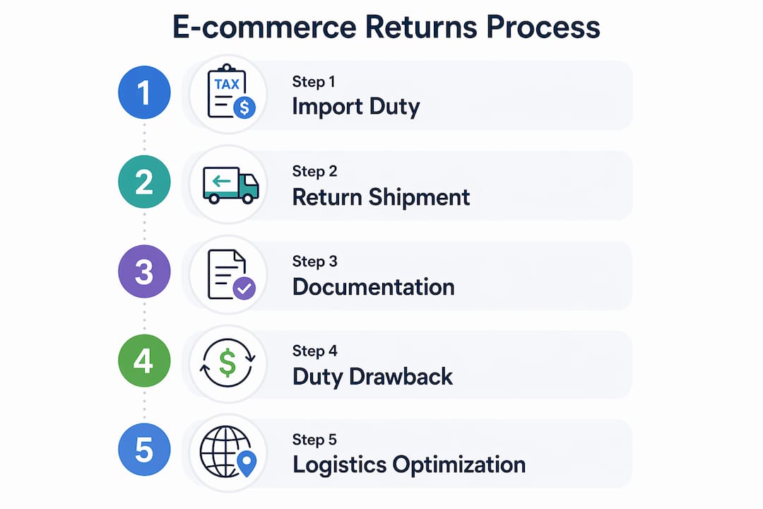 Infographic illustrating e-commerce returns process steps