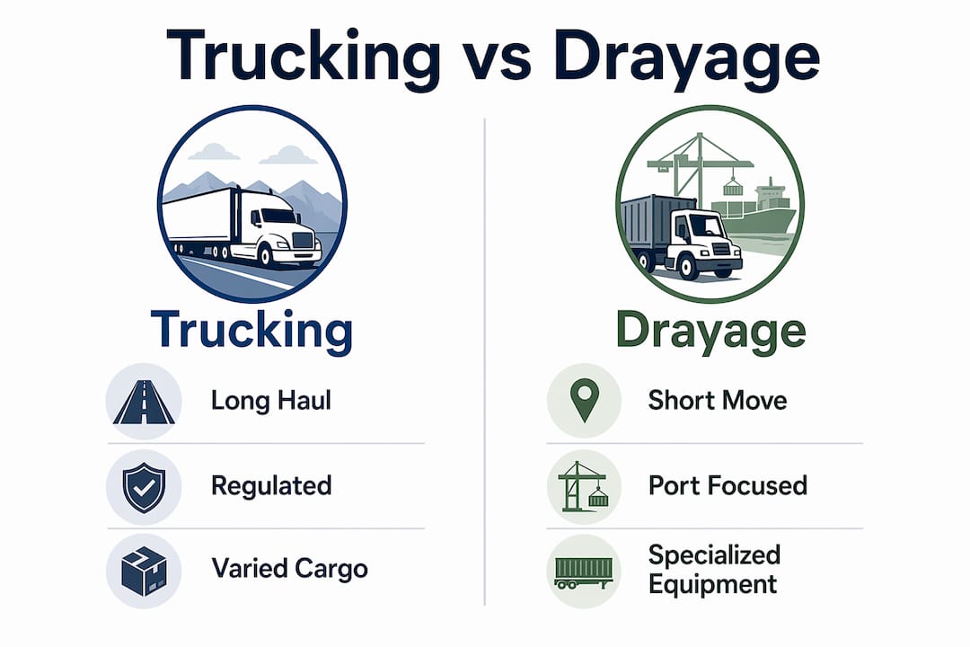 Infographic comparing trucking and drayage operations