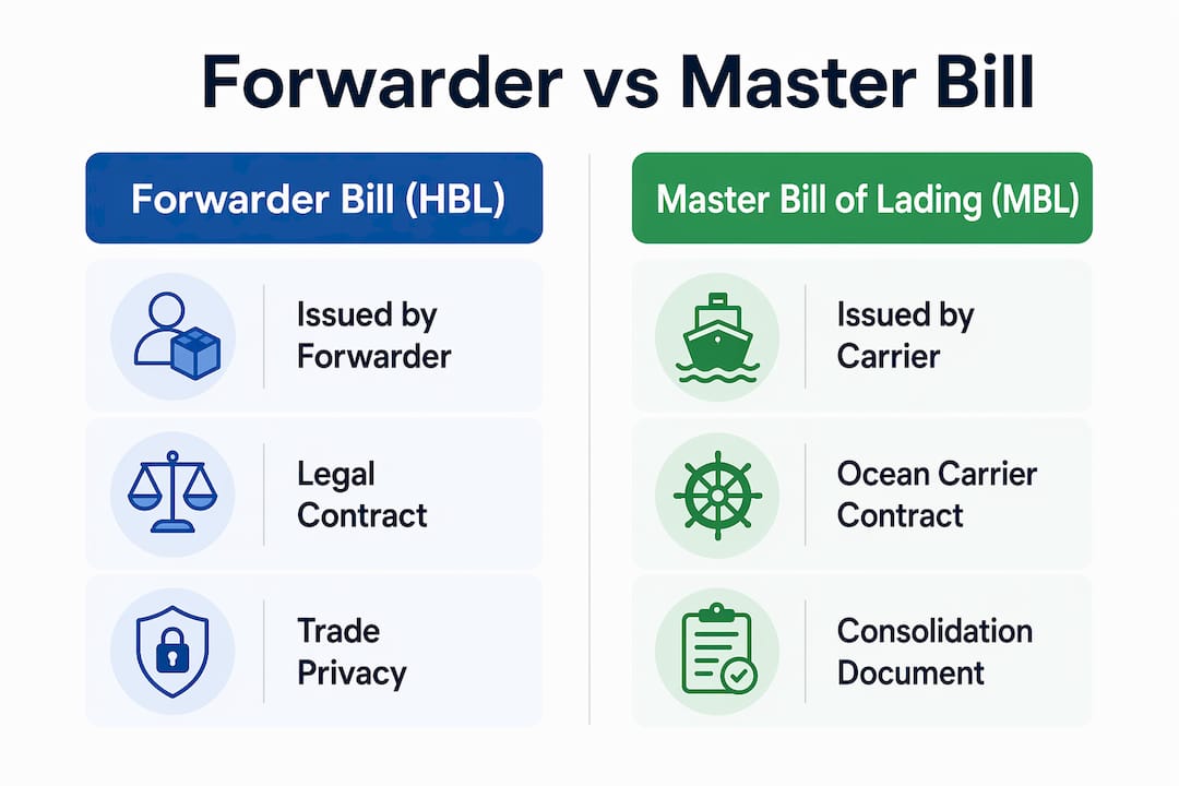 Infographic comparing forwarder and master bills