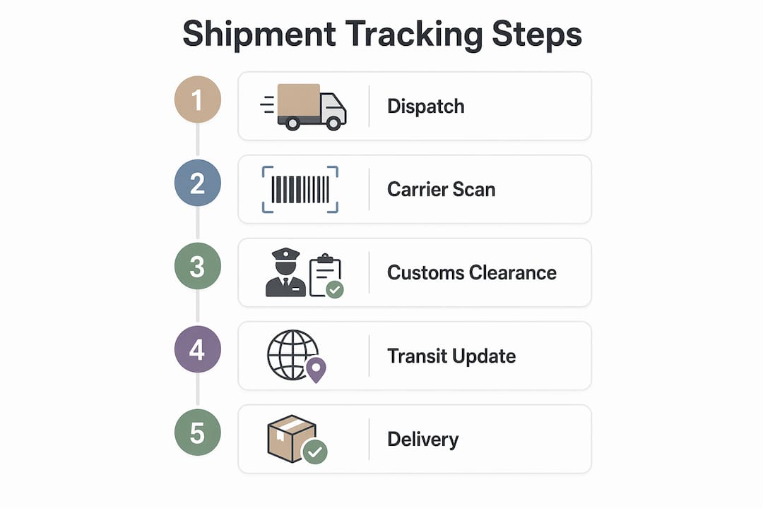 Infographic illustrating shipment tracking steps