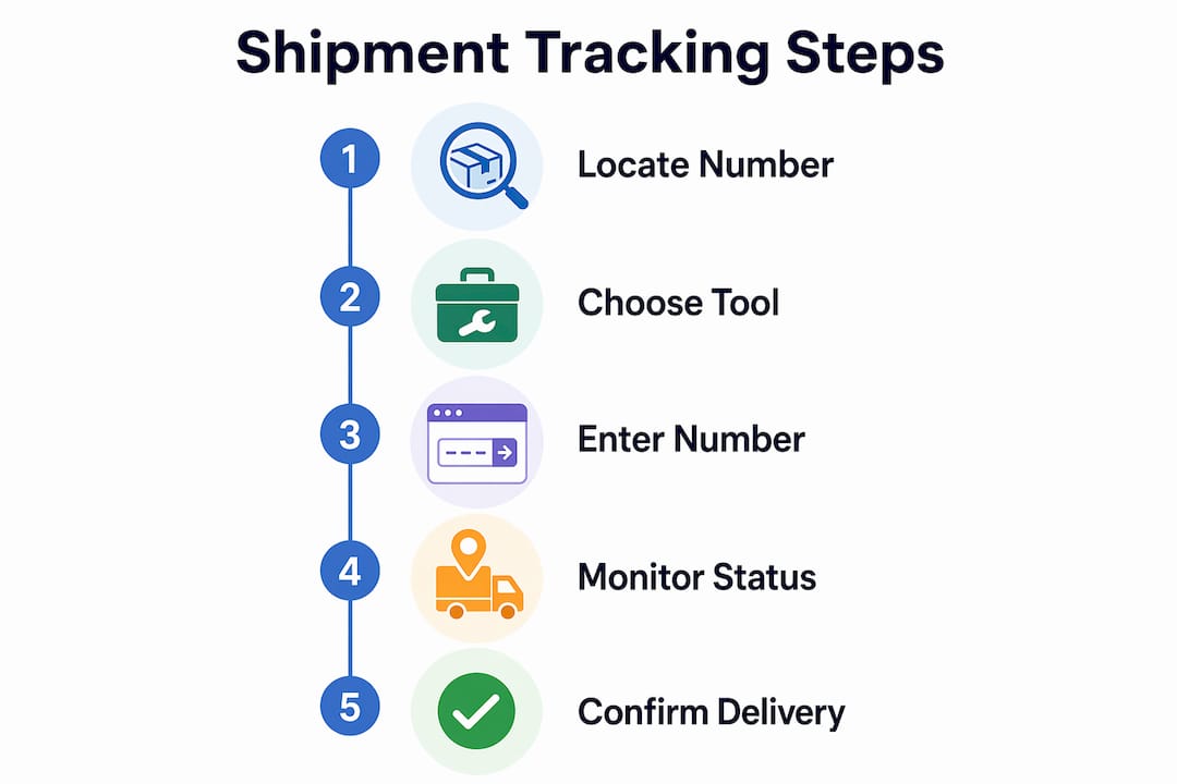Infographic showing shipment tracking steps
