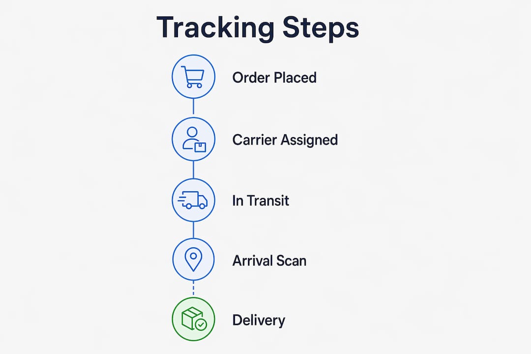 Infographic showing freight shipment tracking steps