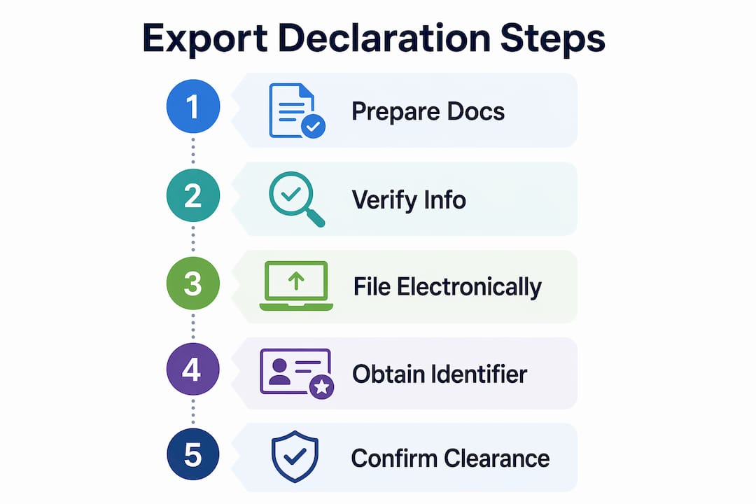Infographic illustrating export declaration filing steps