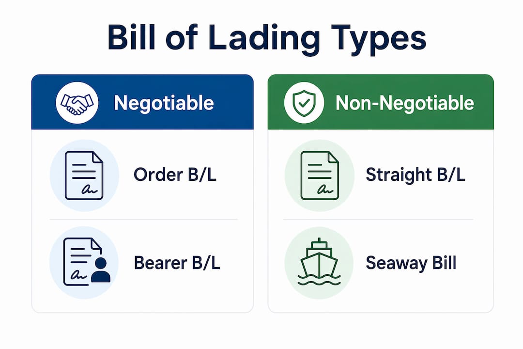 Infographic comparing negotiable and non-negotiable bills of lading