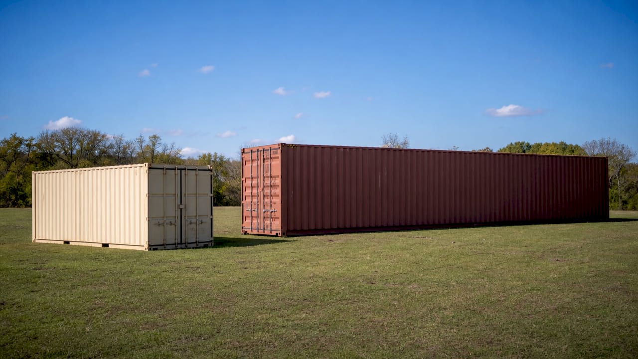 Side-by-side 20ft and 40ft cargo containers