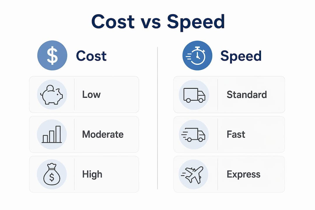 Infographic comparing expedited shipping cost and delivery speed