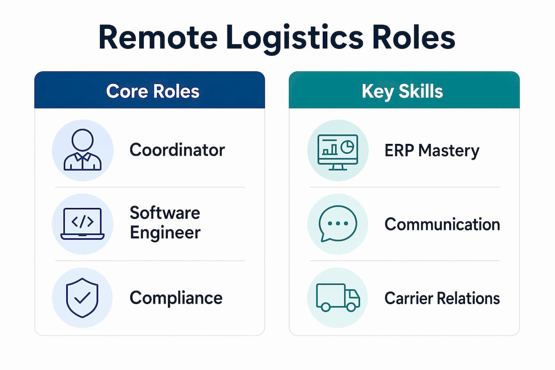Infographic comparing remote logistics roles and key skills