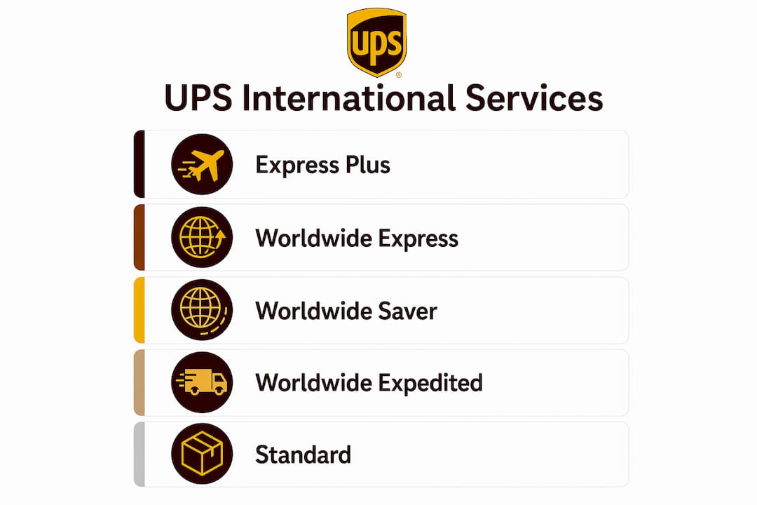 Infographic of UPS international shipping service options