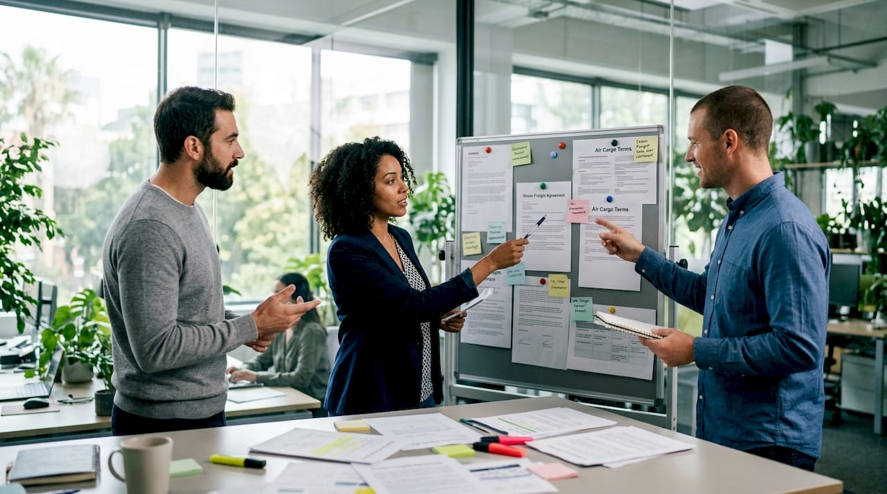 Group analyzing international freight contract types