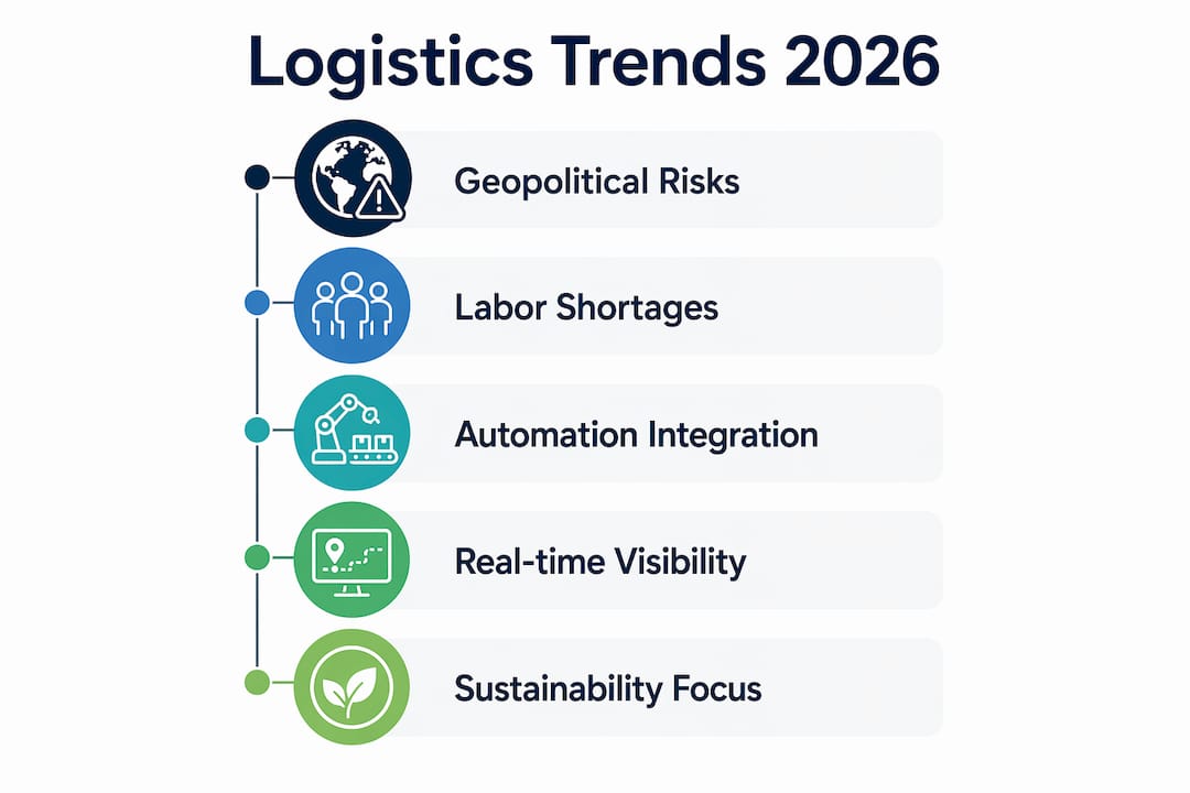 Infographic of key 2026 logistics trends timeline