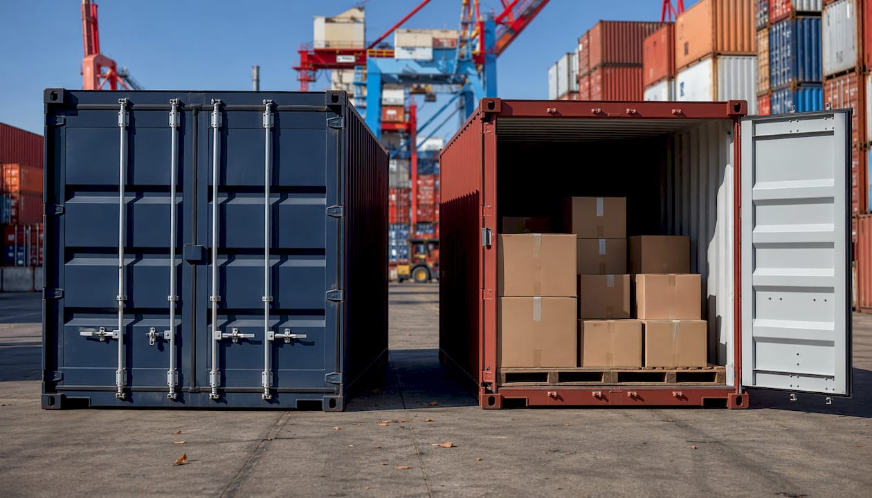 Side by side FCL and LCL containers
