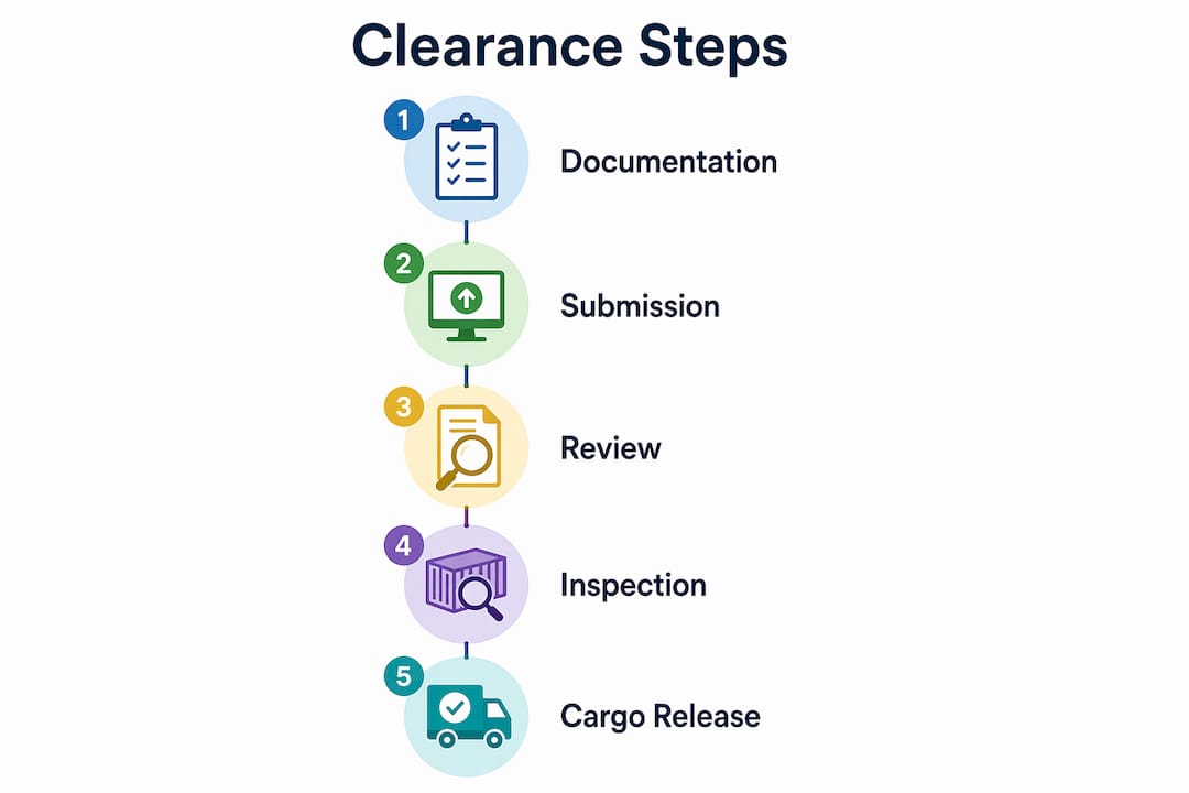 Infographic showing customs clearance process steps
