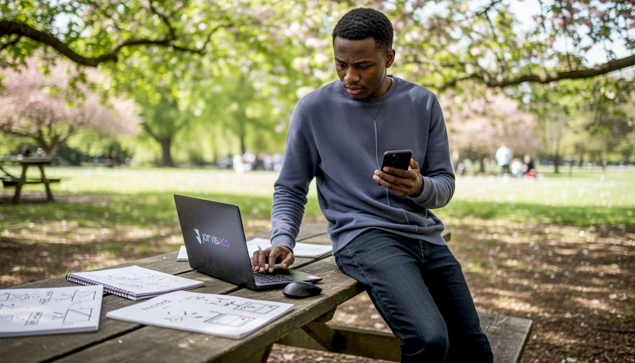 Man testing mobile responsive website design