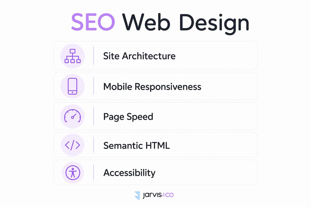 Infographic of SEO friendly web design components