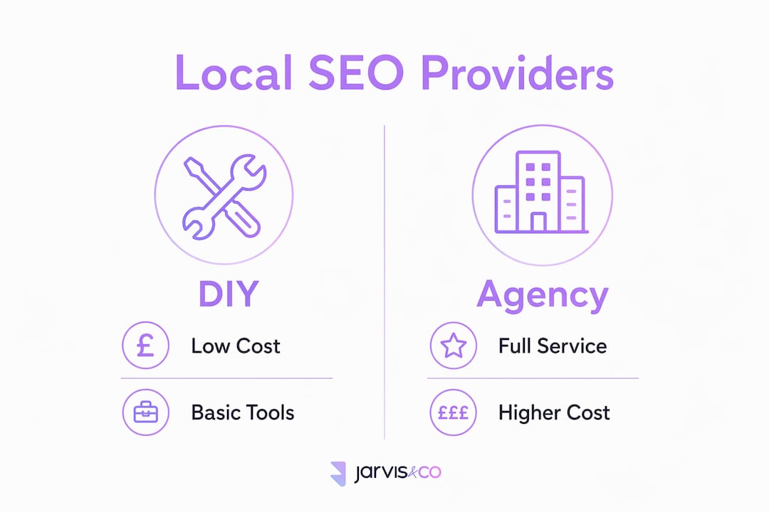 Infographic comparing types of local SEO providers