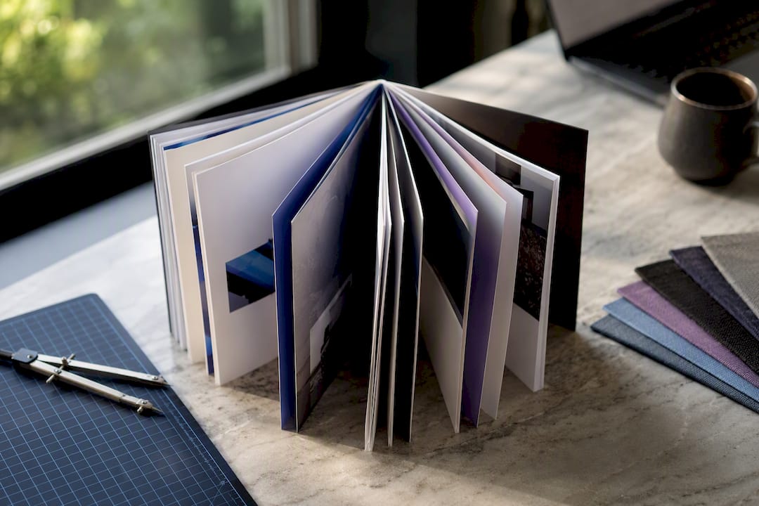 Open booklet displaying multiple pages