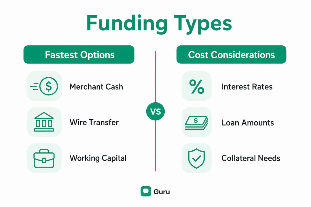 Infographic comparing same day funding types and costs