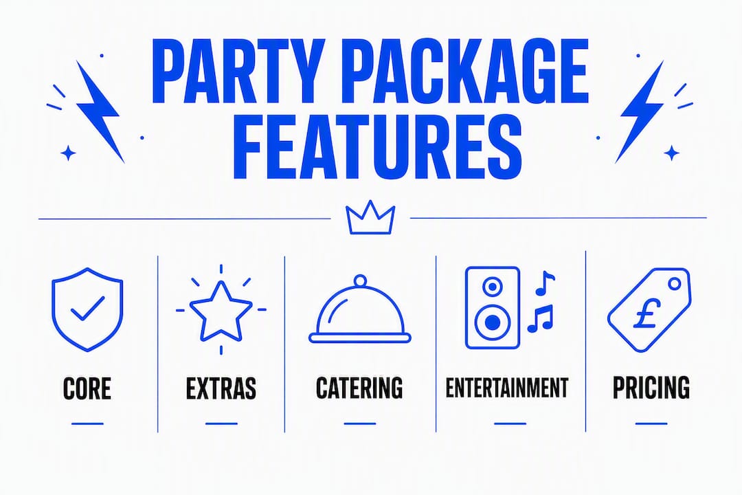 Infographic showing adult party package key components