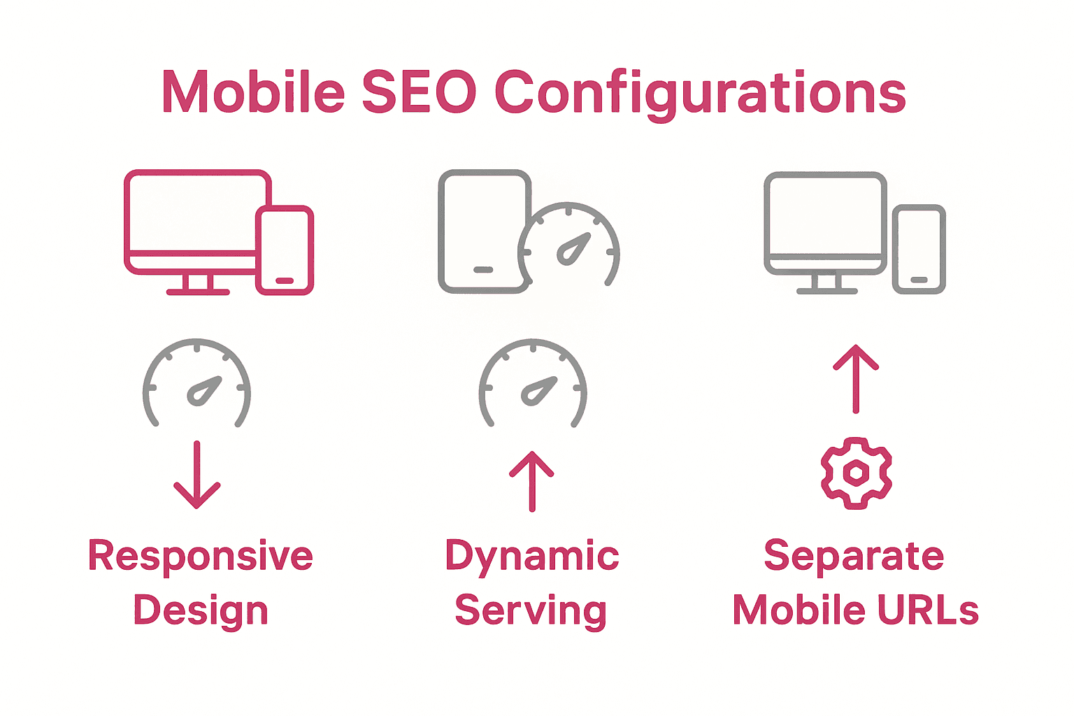 Infographic comparing three mobile SEO approaches for eCommerce sites