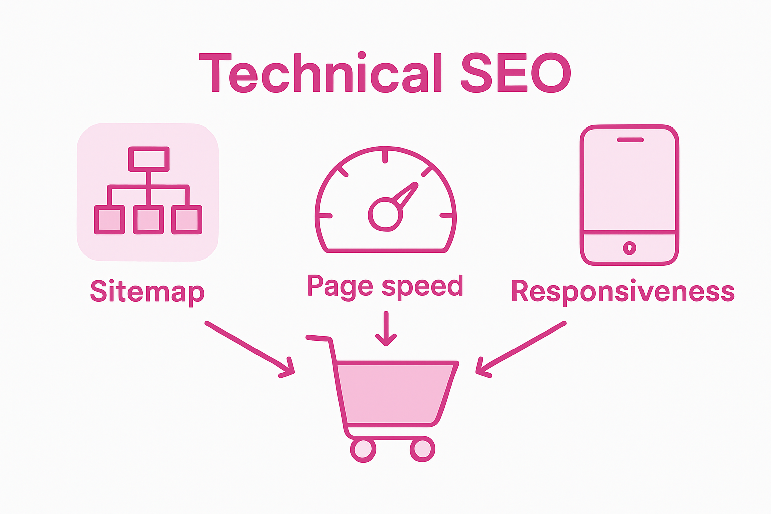 Infographic of key technical SEO elements for ecommerce