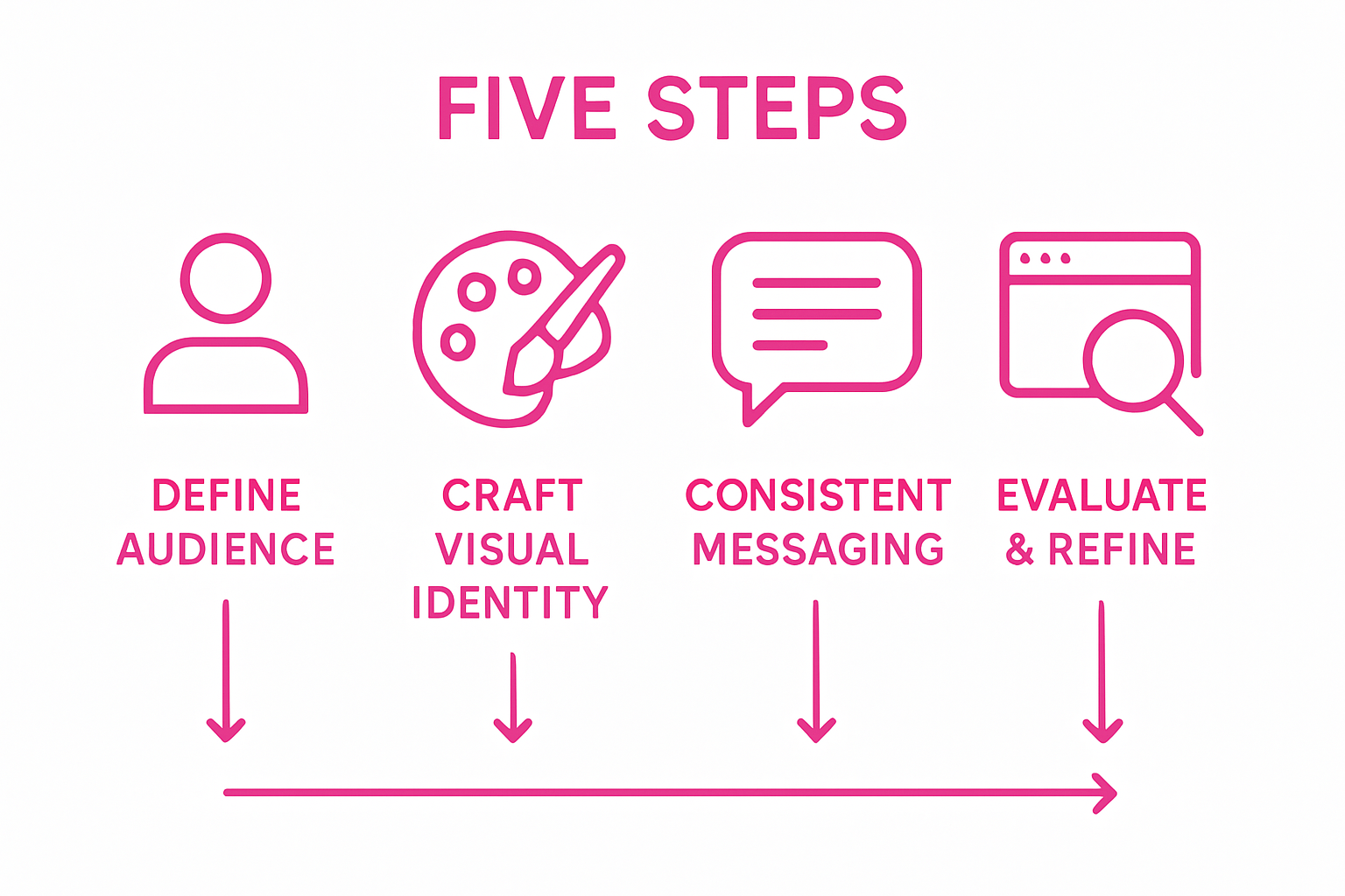 Infographic showing five key branding steps