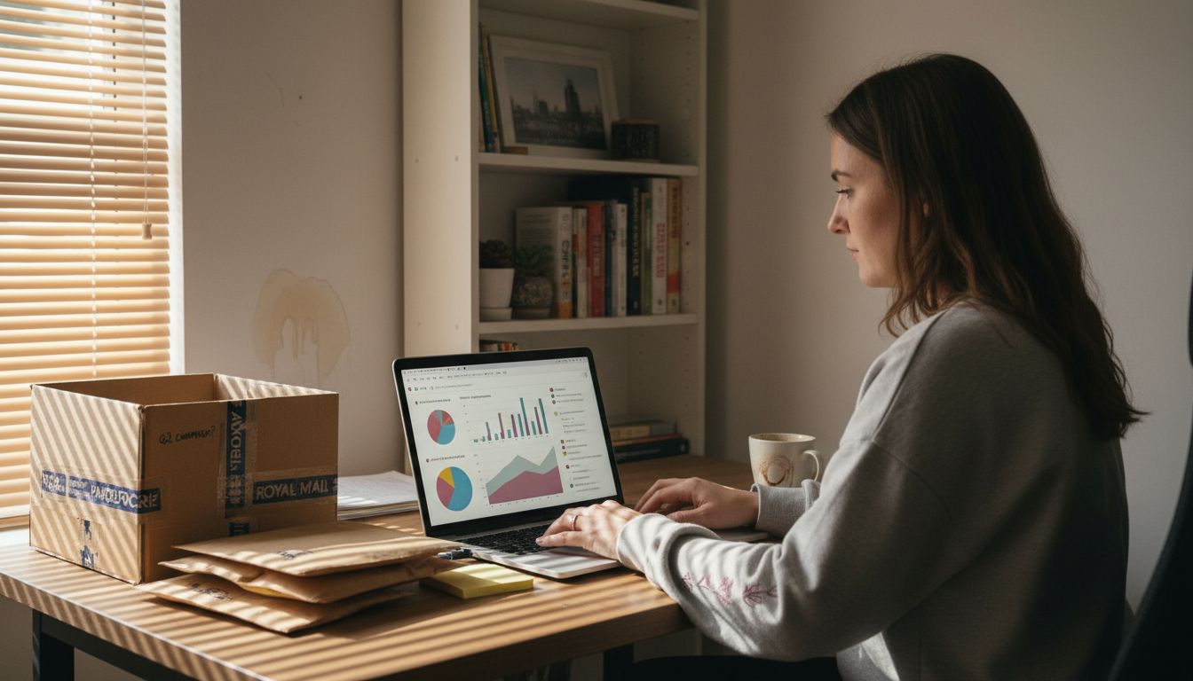 Marketer reviewing personalisation dashboard at desk