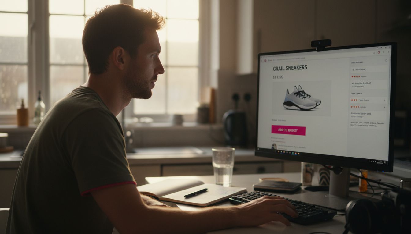 Man analyzing ecommerce product page design