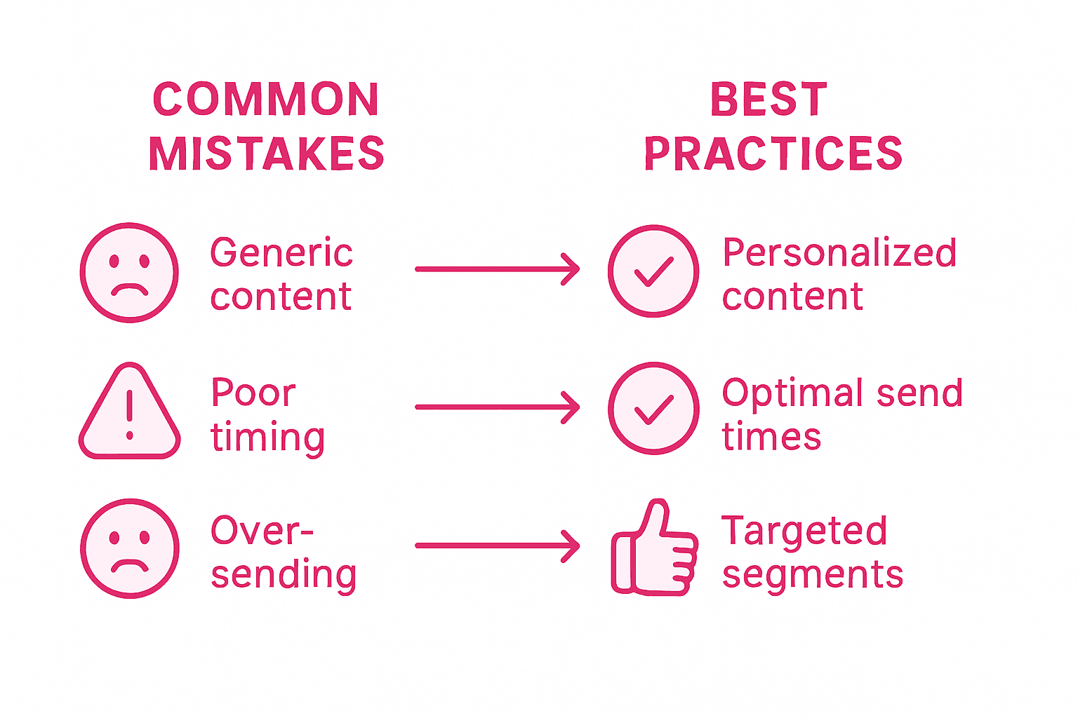 infographic comparing email mistakes and best practices