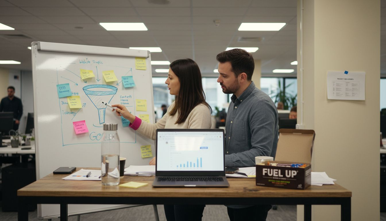 Colleagues configuring analytics tools together