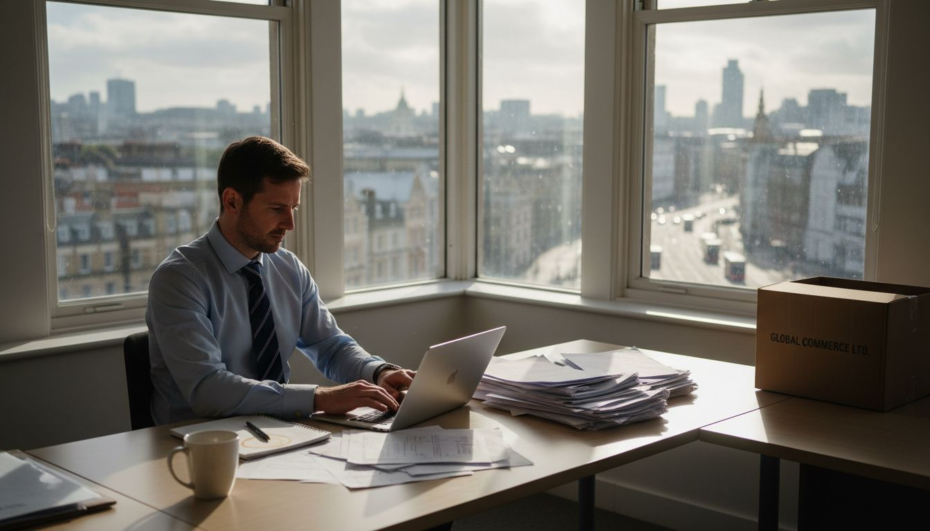 Entrepreneur emailing from eCommerce office