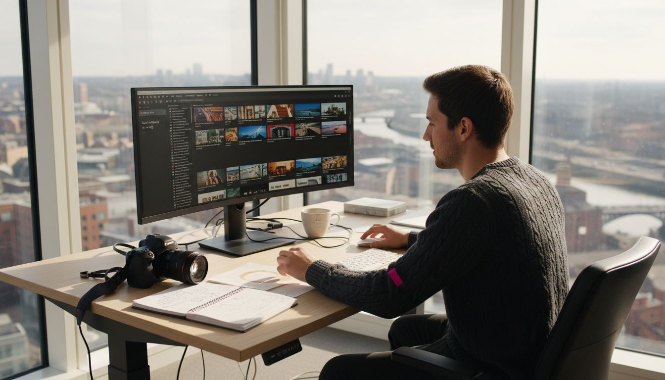 Web designer optimising images for SEO