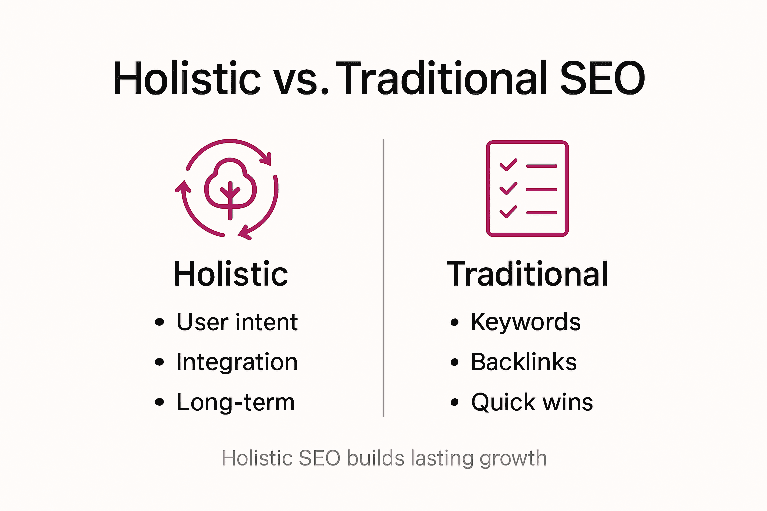 Infographic comparing holistic and traditional SEO