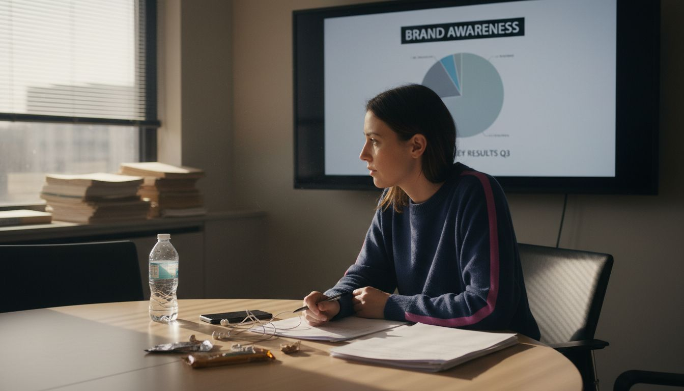 Analyst reviewing brand lift survey results