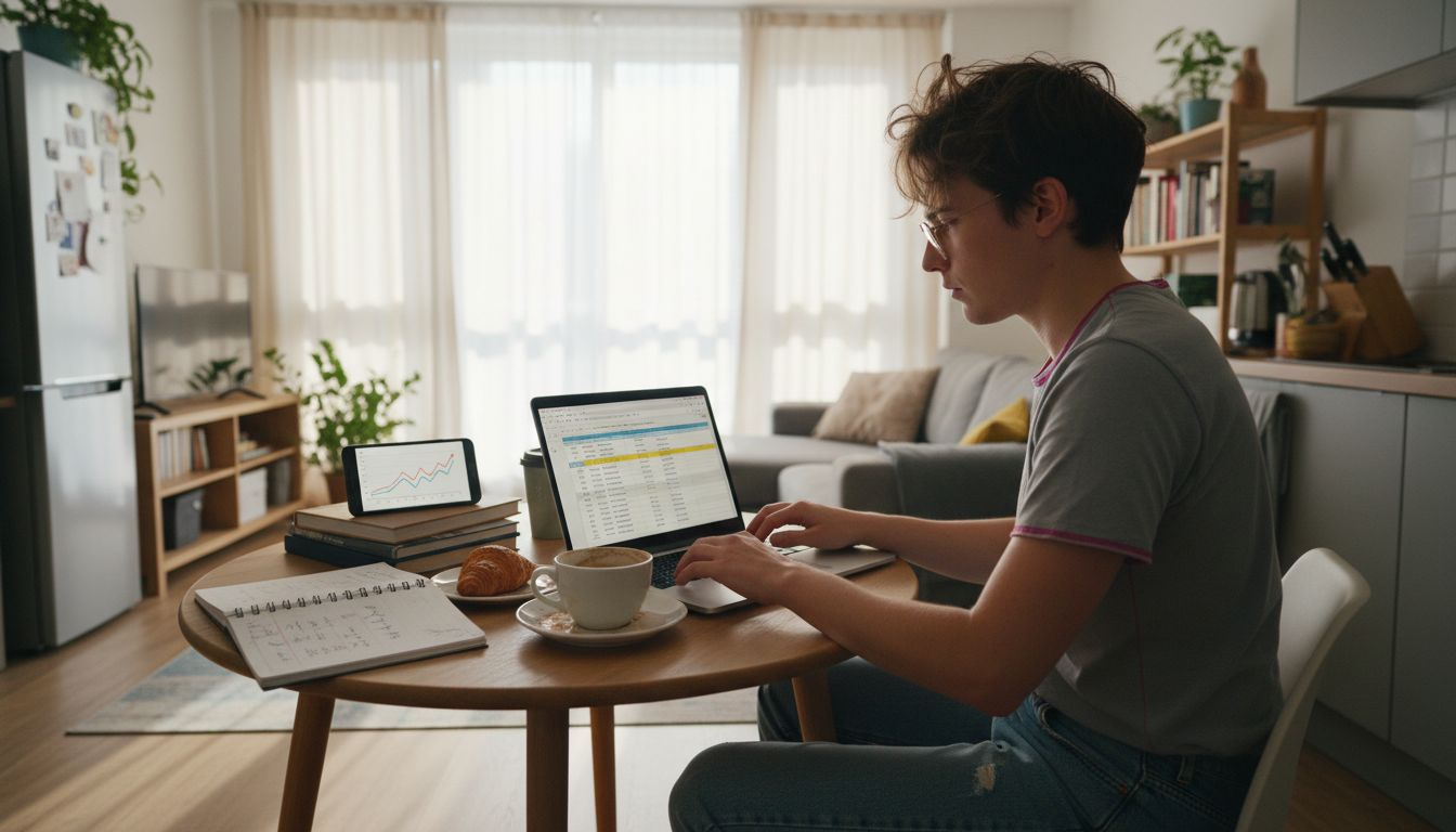 Ecommerce manager updating SEO plan at home table