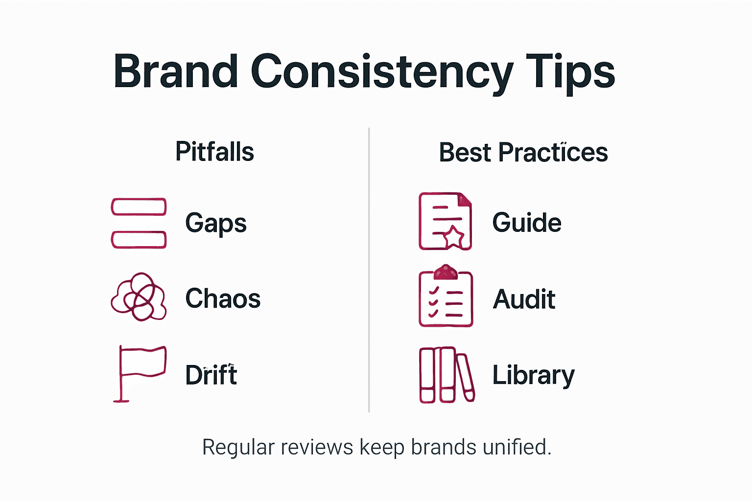 Infographic comparing pitfalls and best practices in branding
