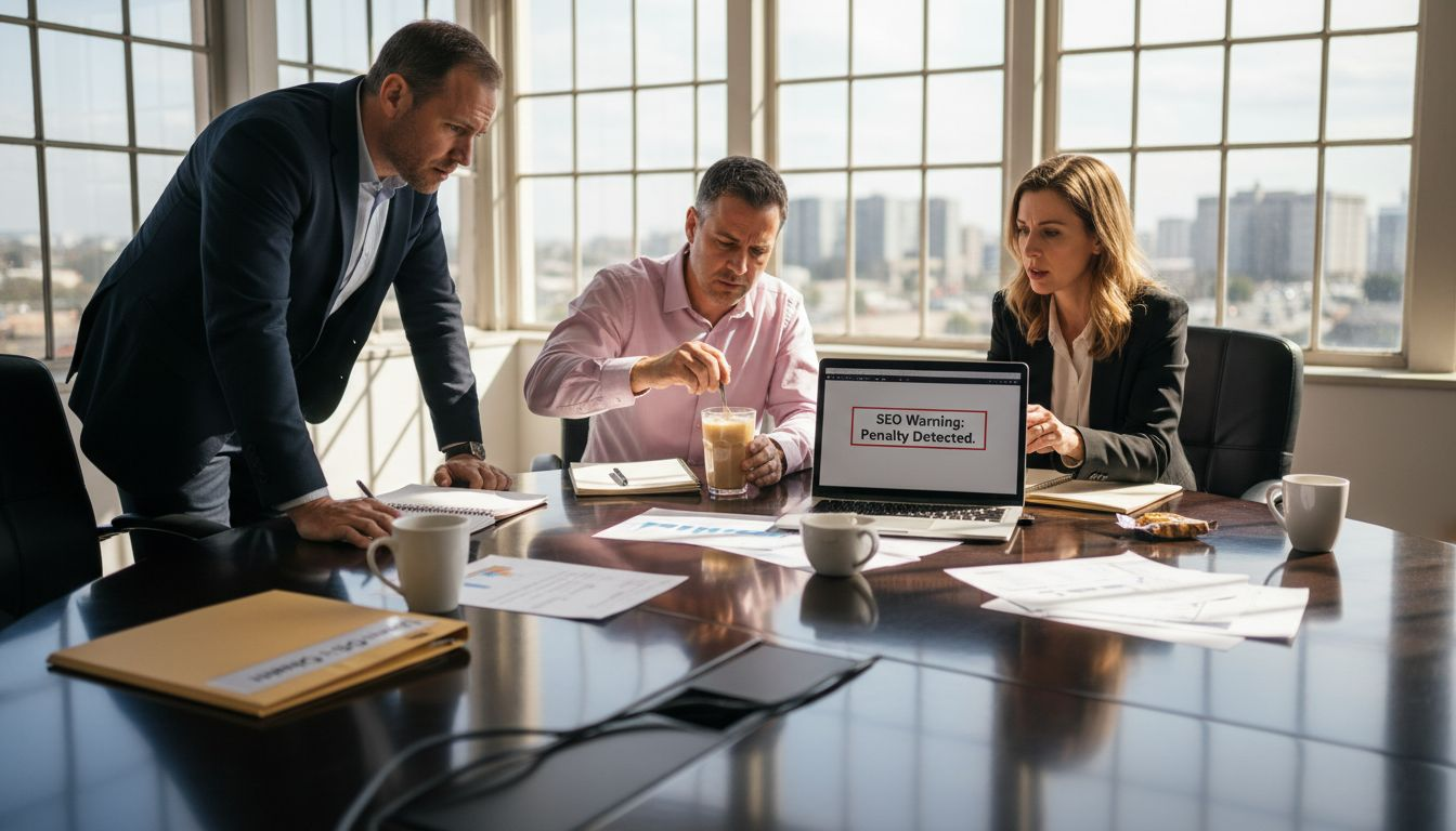 Team meeting about SEO website penalty