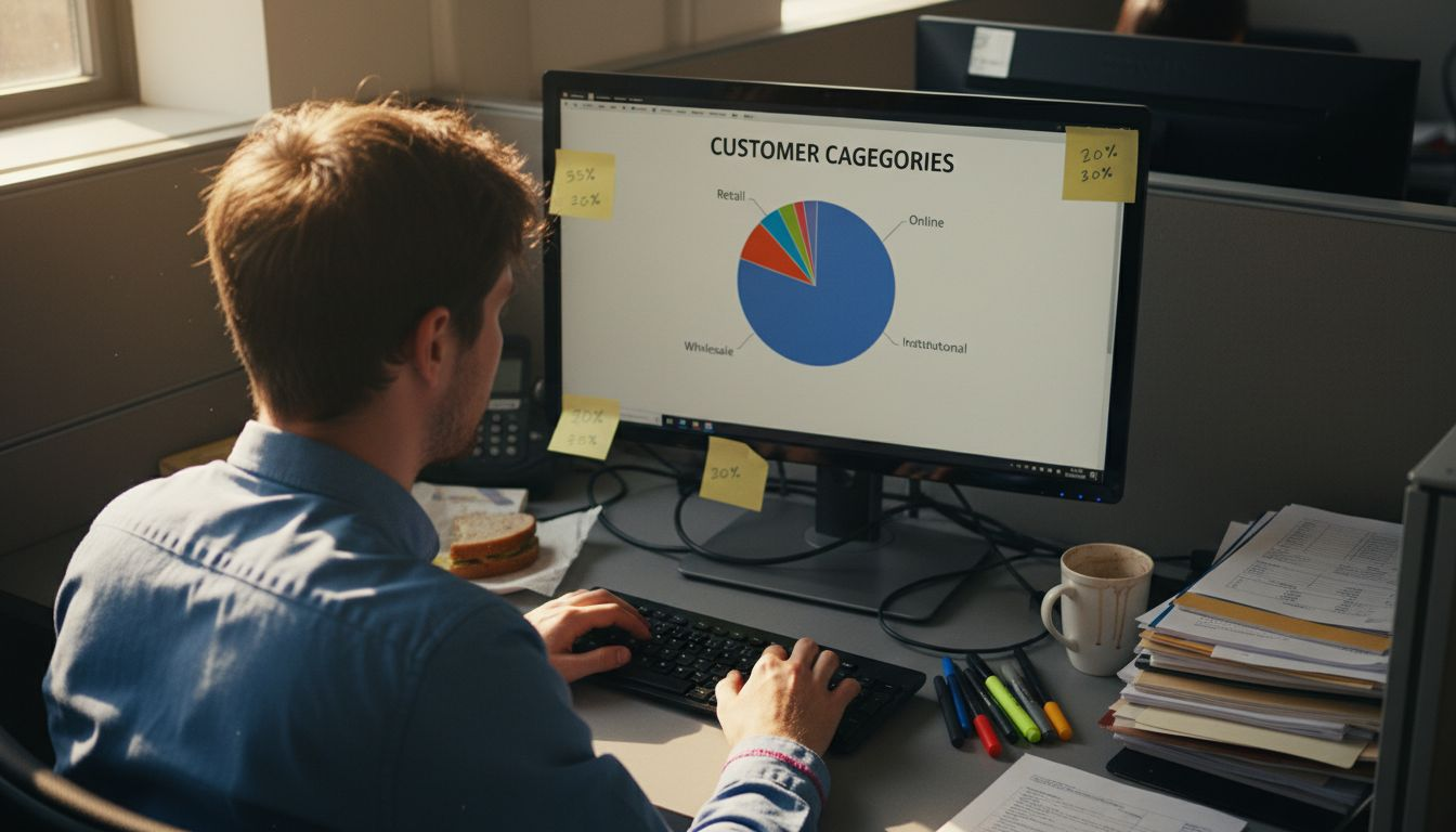 Analyst reviews customer data segmentation chart