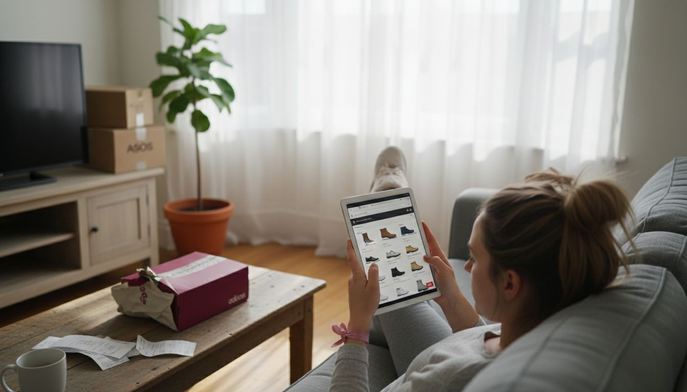 Shopper comparing brands at home