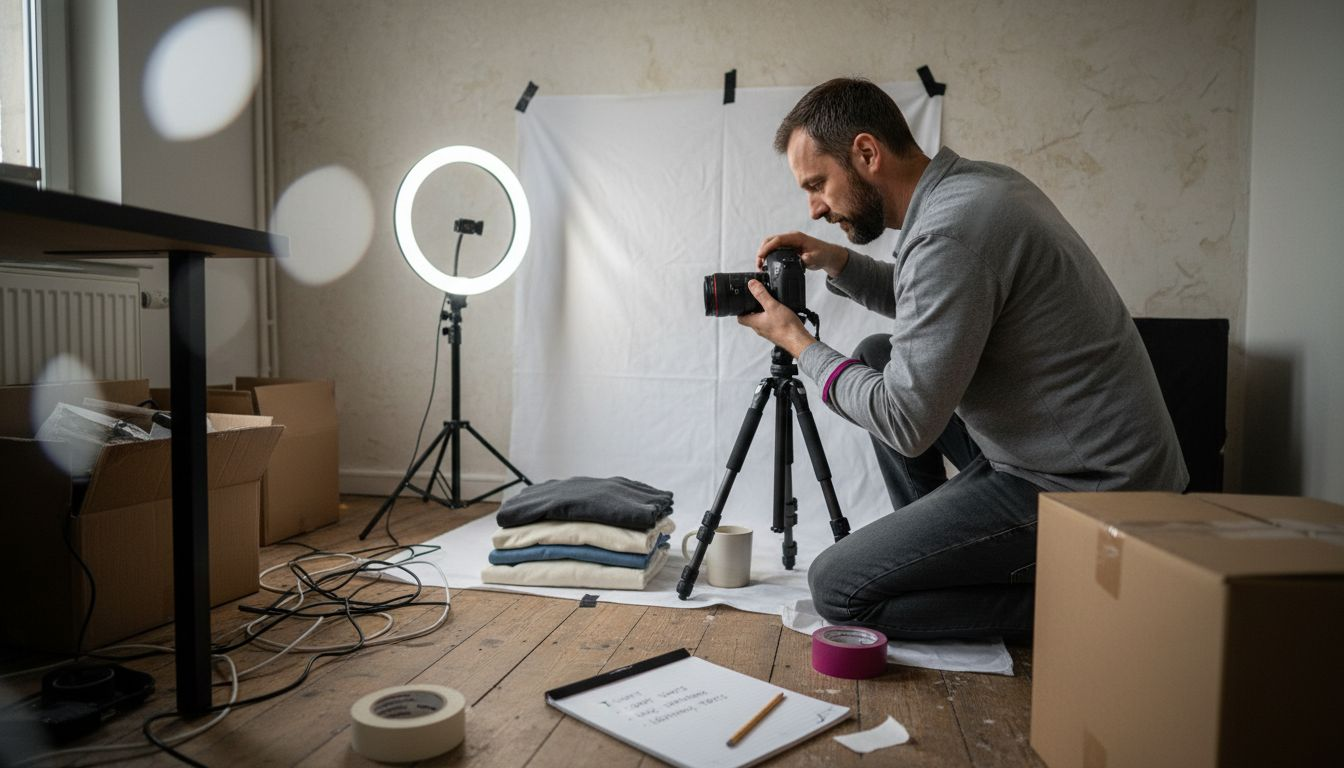 Product photography setup behind the scenes